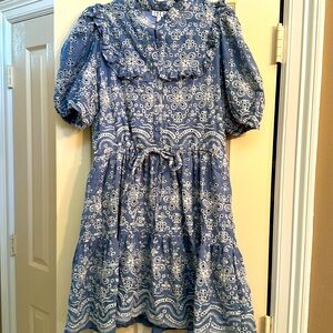TCEC Blue Floral Dress with Puff Sleeves